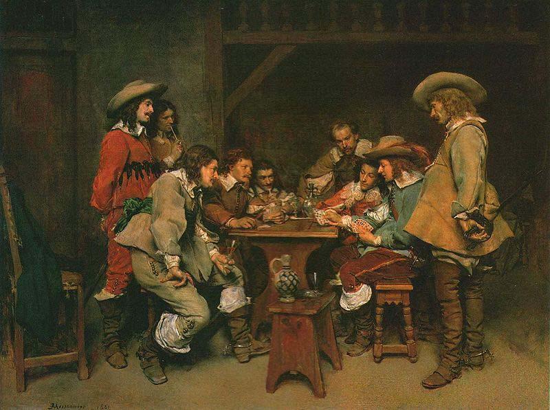 Jean-Louis-Ernest Meissonier A Game of Piquet, oil painting image